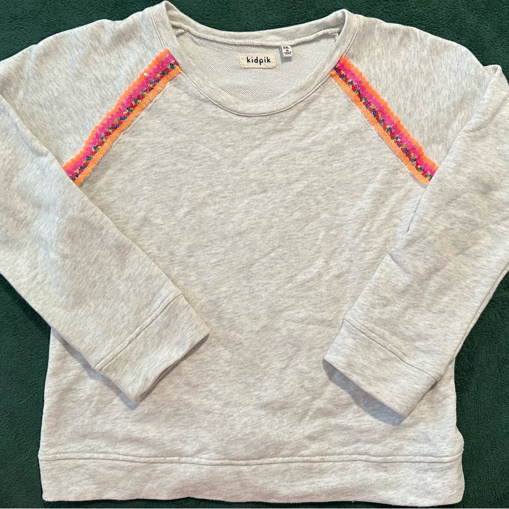 Kidpik Gray Sweatshirt with Colorful Trim